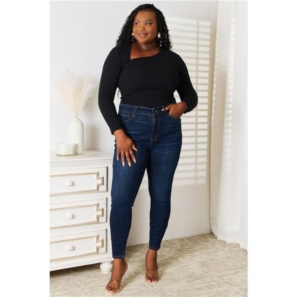 Basic Bae Asymmetrical Neck Long Sleeve Top - Picture 7 of 7